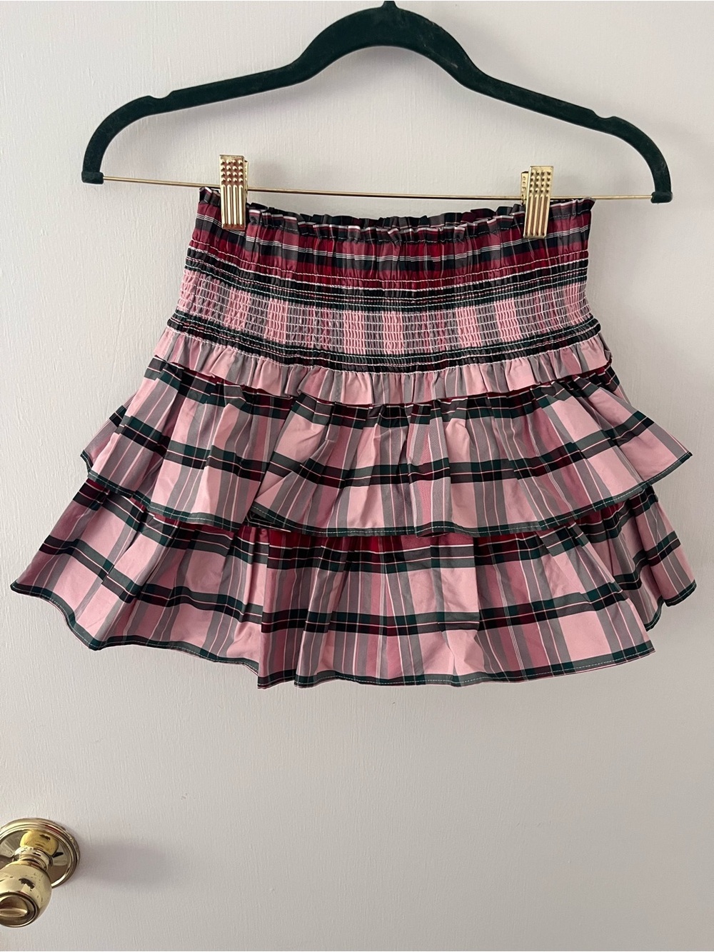 Janie & Jack Plaid Layered Ruffle Tiered Skirt Holiday Pink Green Size 8